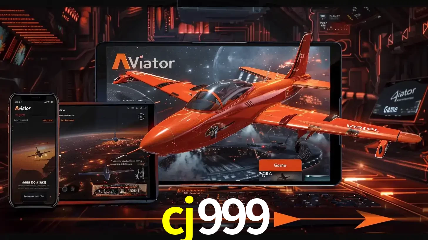 Apresentação tecnológica do jogo Aviator com um avião saindo da tela de um tablet, demonstrando a experiência imersiva em múltiplos dispositivos no cj999.