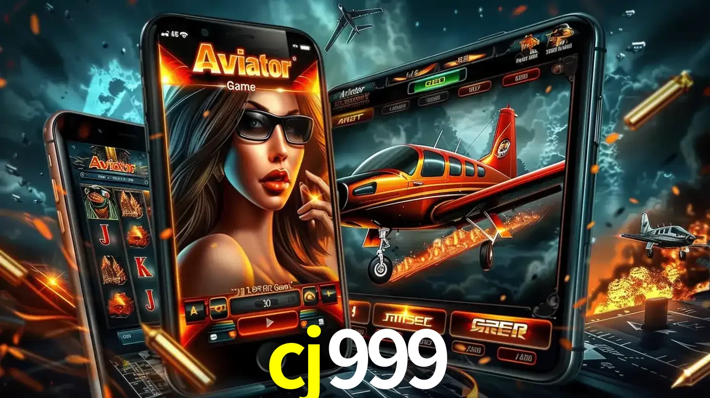 O popular jogo de apostas Aviator exibido em vários celulares e tablets, mostrando a interface emocionante e a ação de voo disponíveis para jogar agora no cj999.