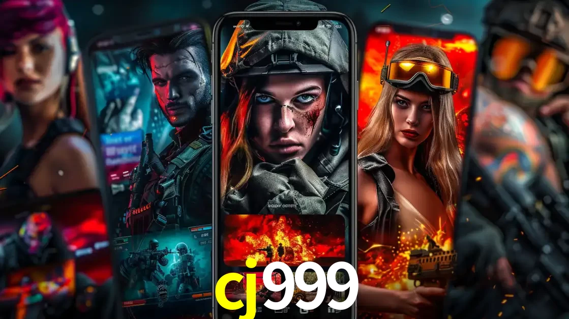 Montagem de telas de celular mostrando diversos personagens, masculinos e femininos, de um jogo de tiro, ilustrando a diversidade de equipes de e-sports para apostar no cj999.