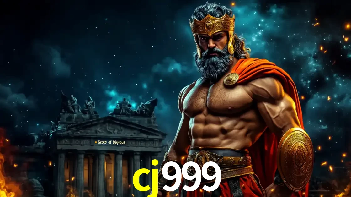 O poderoso Zeus do jogo de slot Gates of Olympus em frente ao seu templo, pronto para lançar multiplicadores divinos e prêmios épicos no cassino online cj999.
