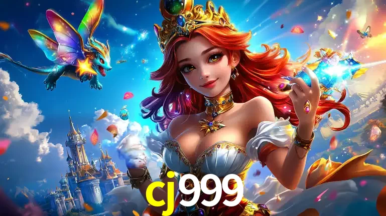 A princesa de um reino de fantasia mágico, com seu pequeno dragão, apresentando um mundo de prêmios encantados nos jogos de caça-níqueis do cassino cj999.