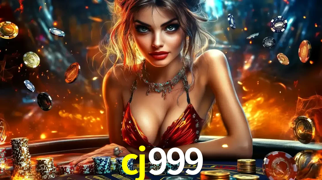 Mulher em uma mesa de cassino com pilhas de fichas e um fundo de fogo, pronta para uma rodada de altas apostas nos jogos de mesa emocionantes do cassino cj999.